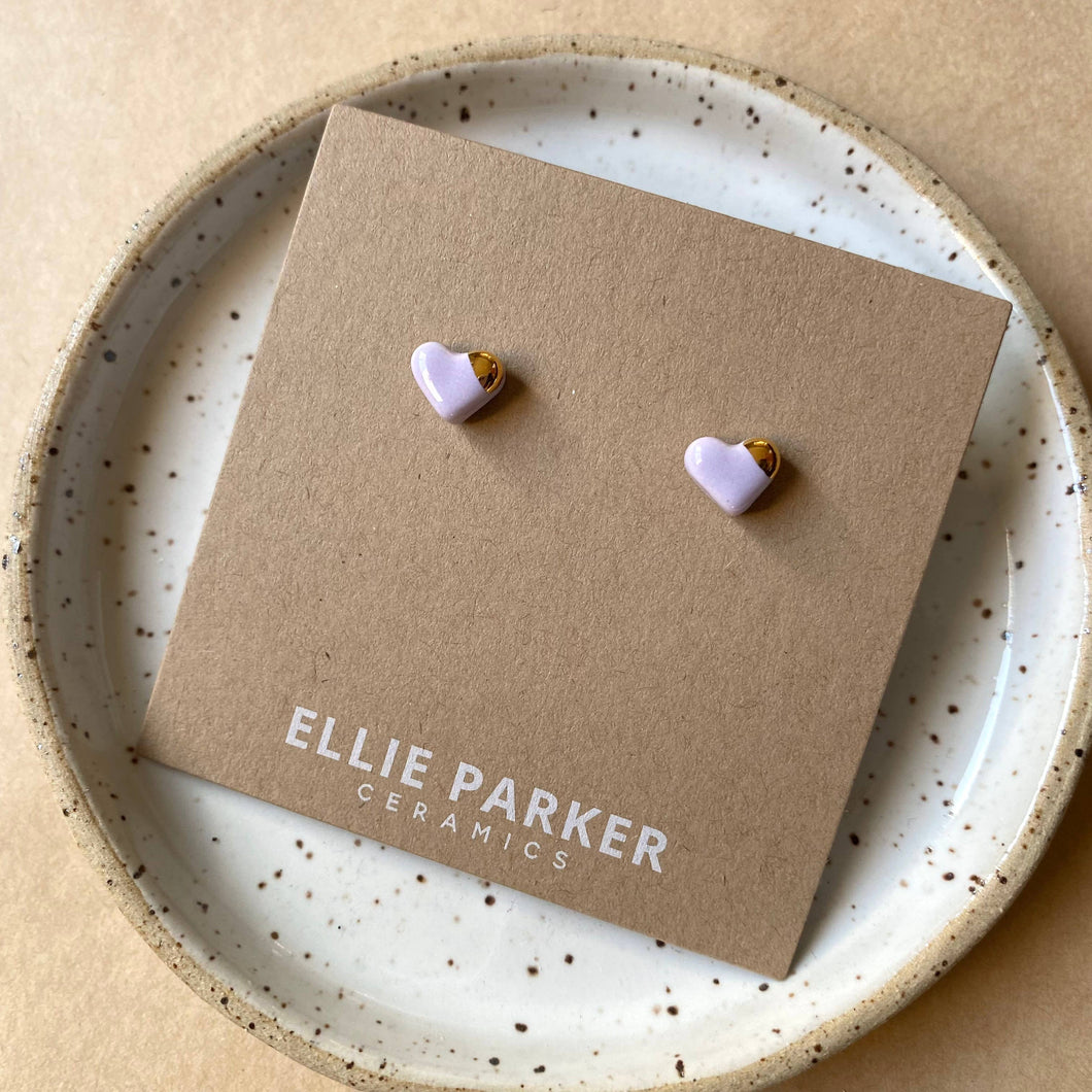 Lilac Ceramic Heart Stud Earrings
