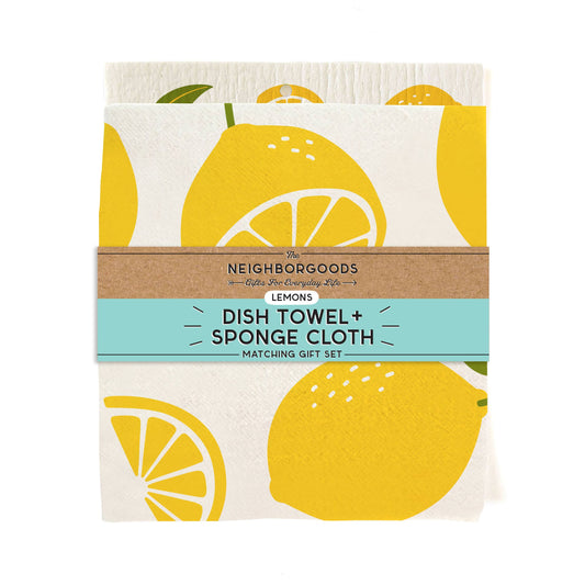The Neighborgoods - Lemon - Dish Towel + Sponge Cloth Set
