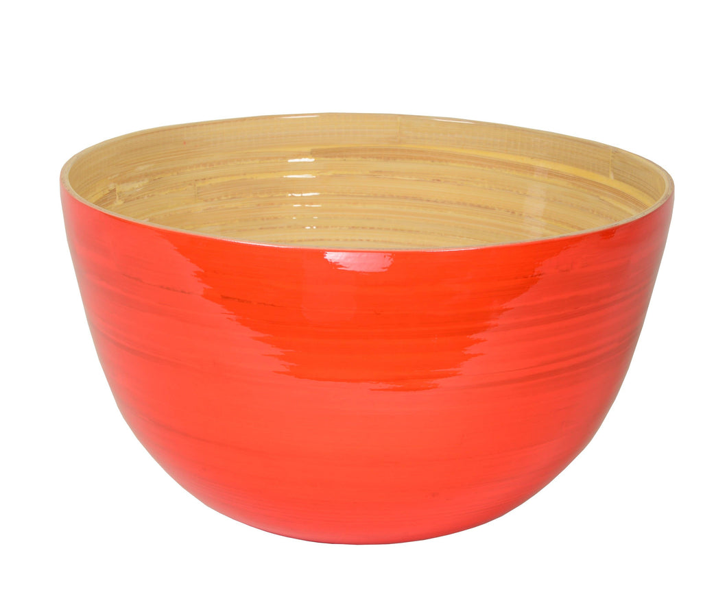 Poppy Red Extra Large Tall Bamboo Serving Bowl