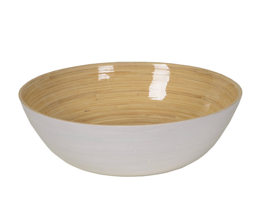 White Large Shallow Bamboo Bowl