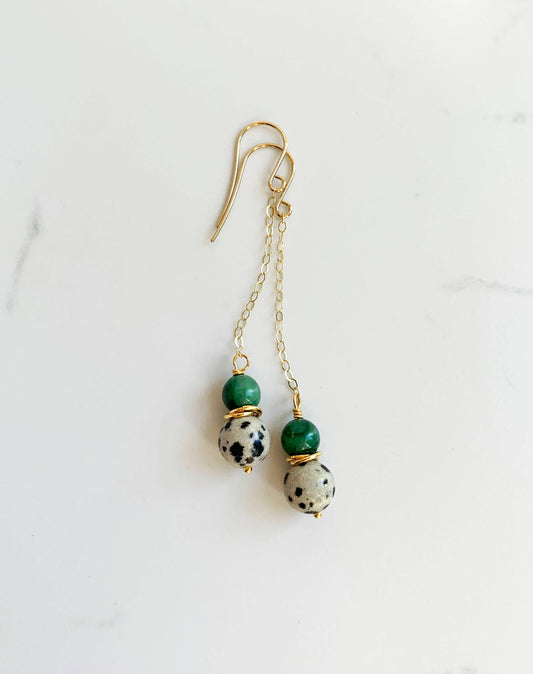 Long Jade + Jasper Earrings
