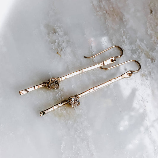 Sticks and Stones Earrings Herkimer Diamond
