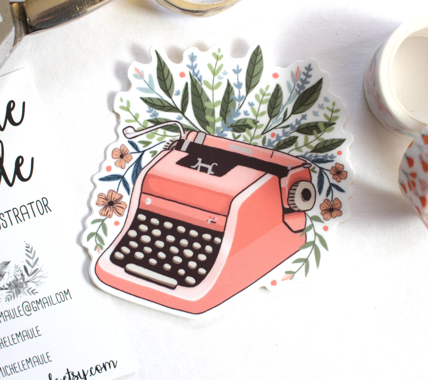 michele maule - 2.5 x 3" Typewriter Vinyl Sticker