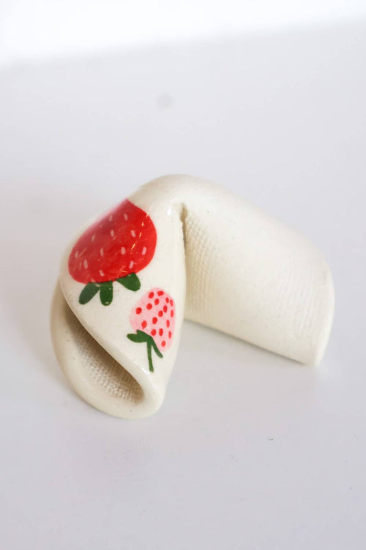 Strawberry Ceramic Fortune Cookie