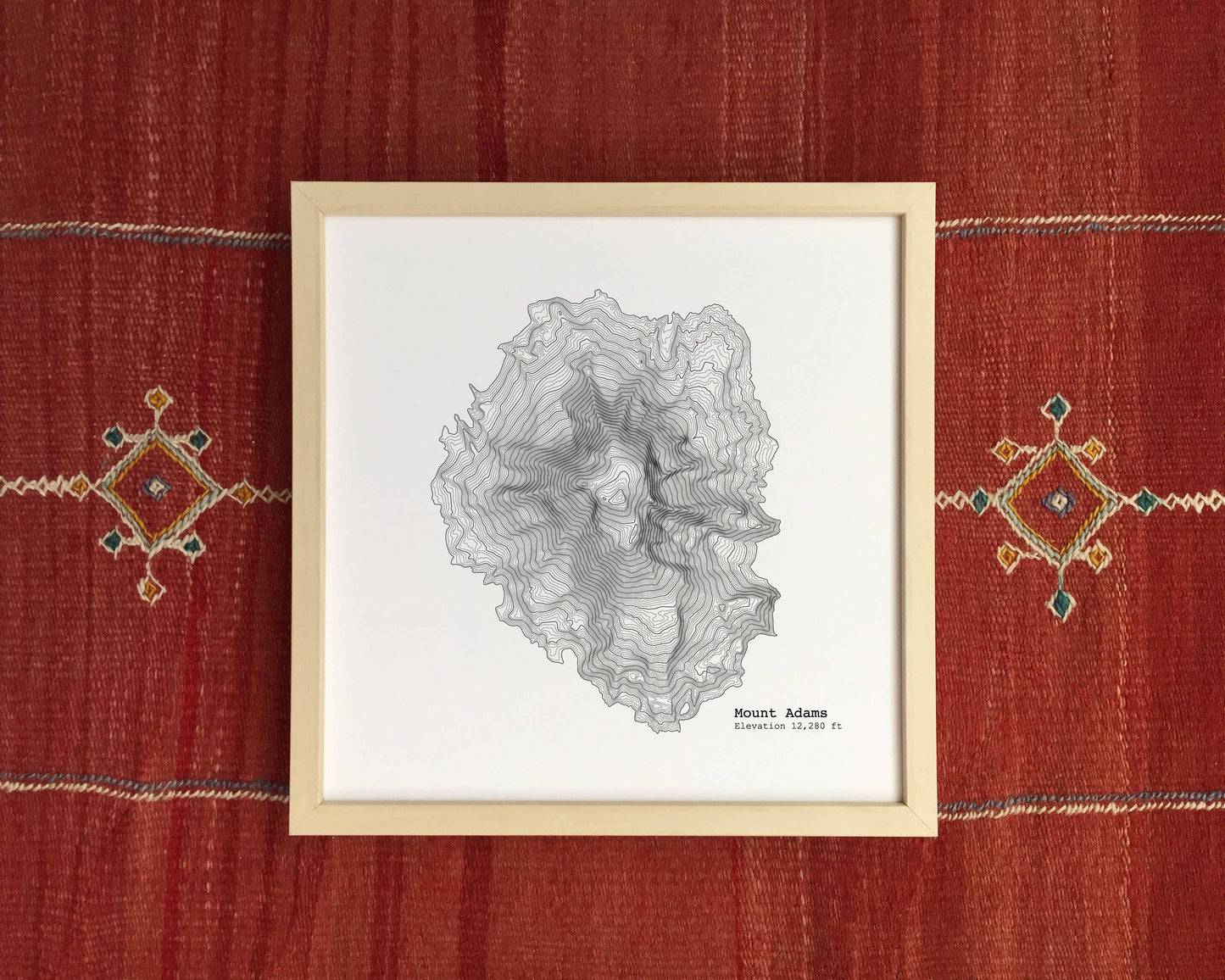 12'' x 12'' Mount Adams Washington Topographic Map Art Print