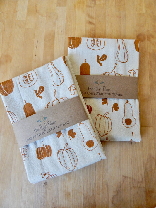 Pumpkin Flour Sack Tea Towel